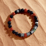 Fortune Pulse Red Jasper & Jade Barrel Bracelet
