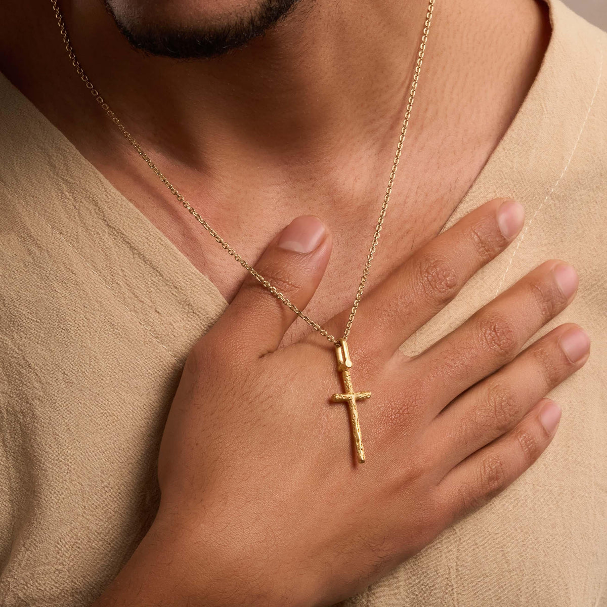 Sacred Protector - Gold Plated Cross Charm