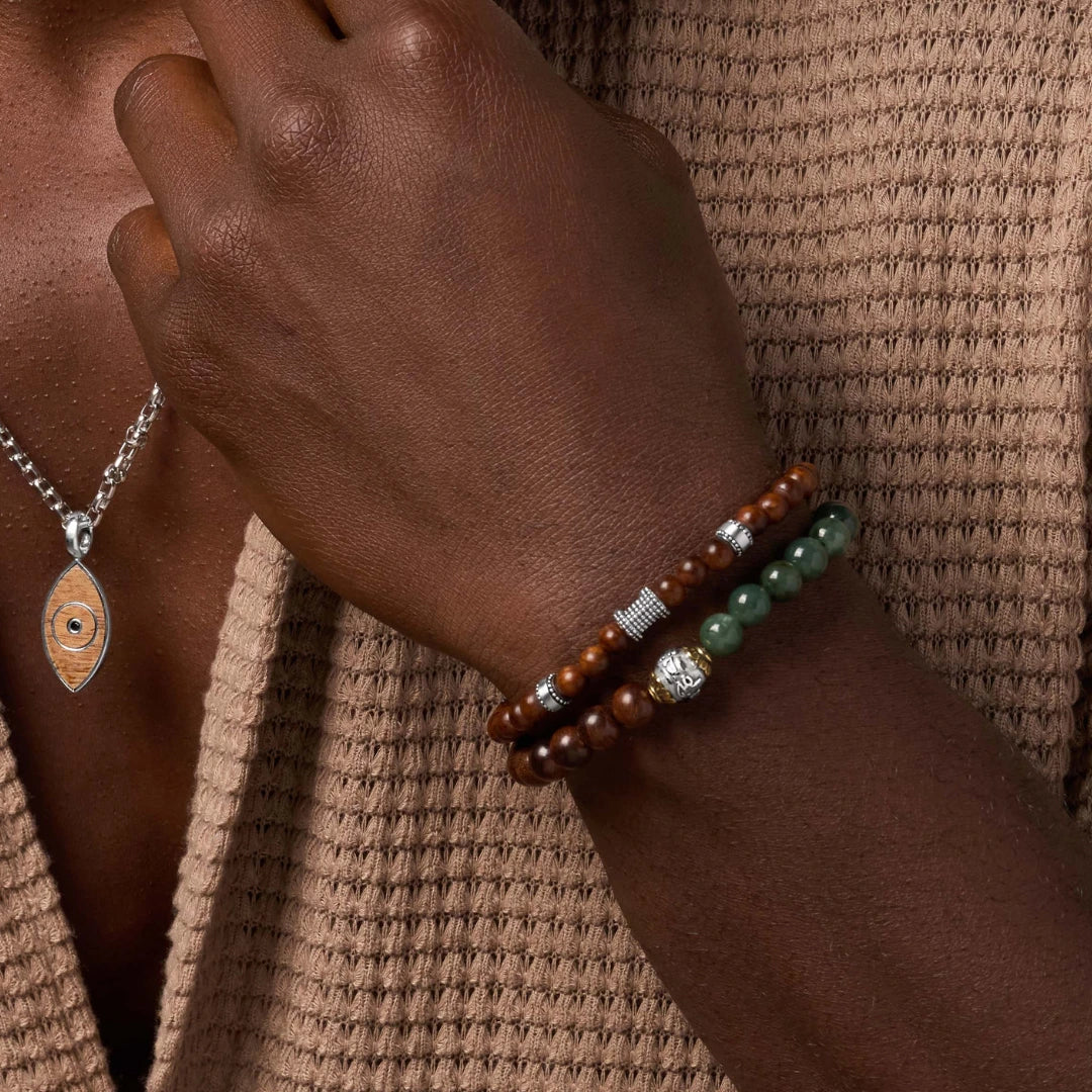 Earthbound Serenity Jade & Wood Bracelet Set