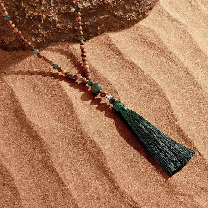 Balanced Mentality Agarwood and Jade Beaded Necklace