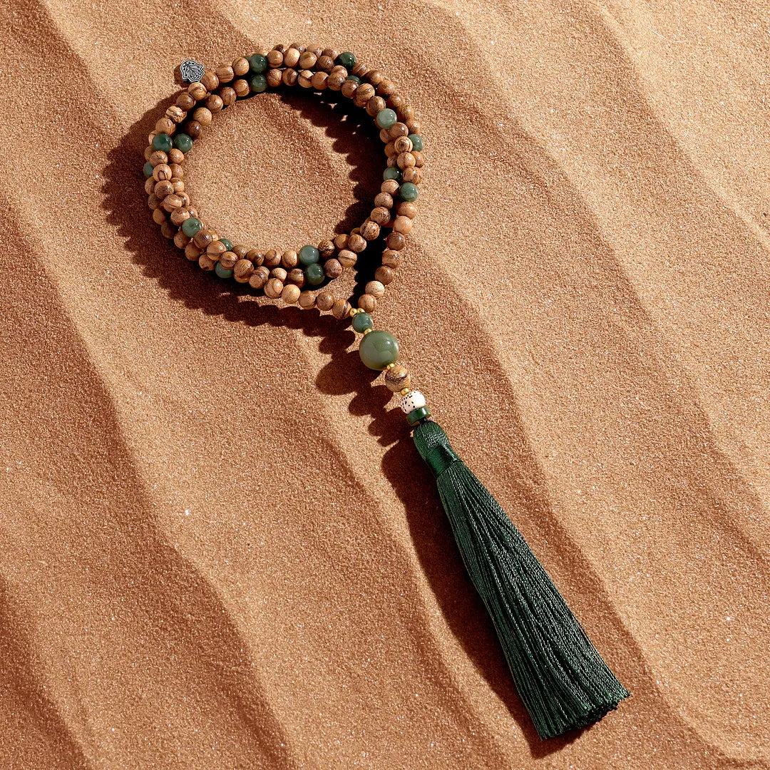 Balanced Mentality Agarwood and Jade Beaded Necklace
