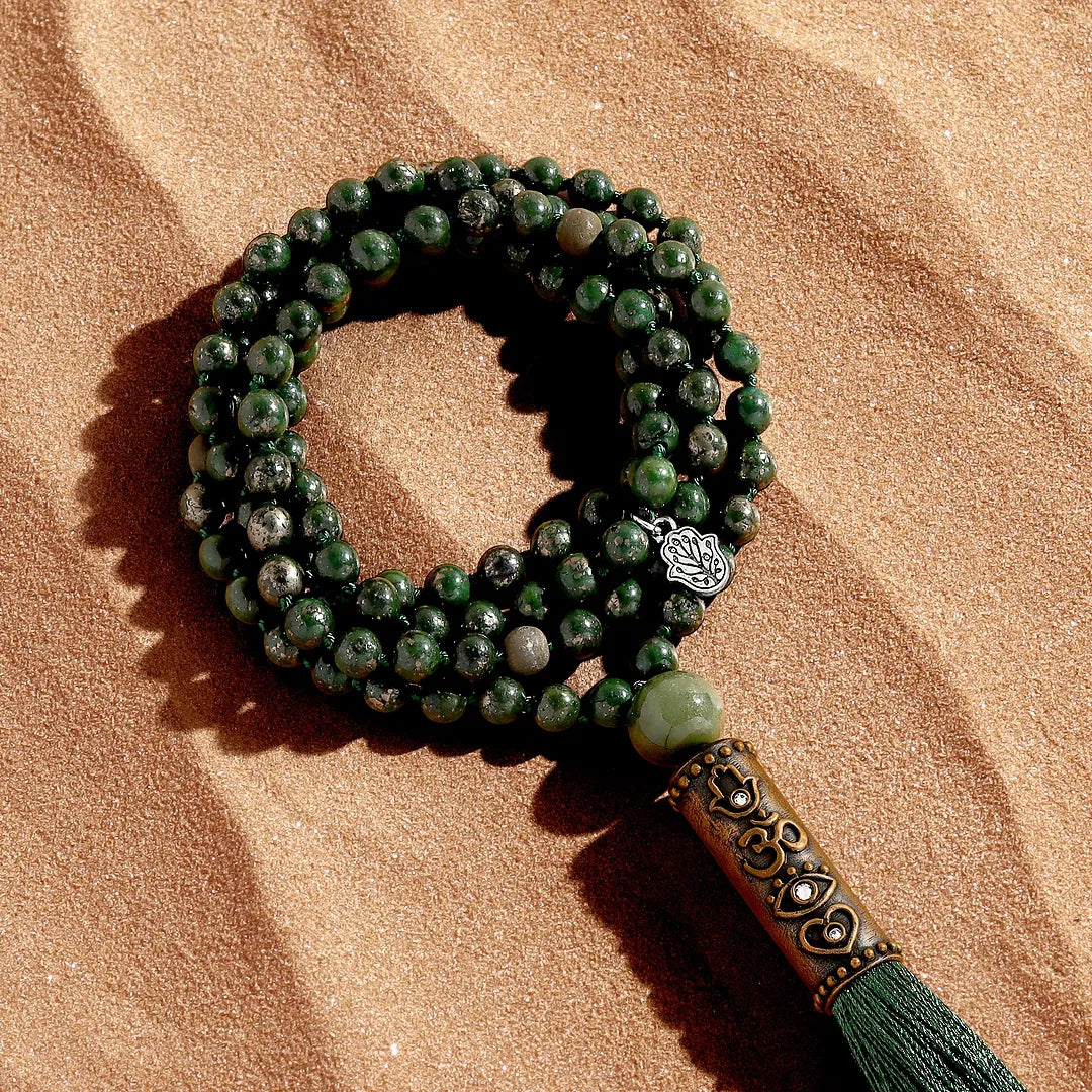 Successful Capture Green Pyrite and Jade Mala