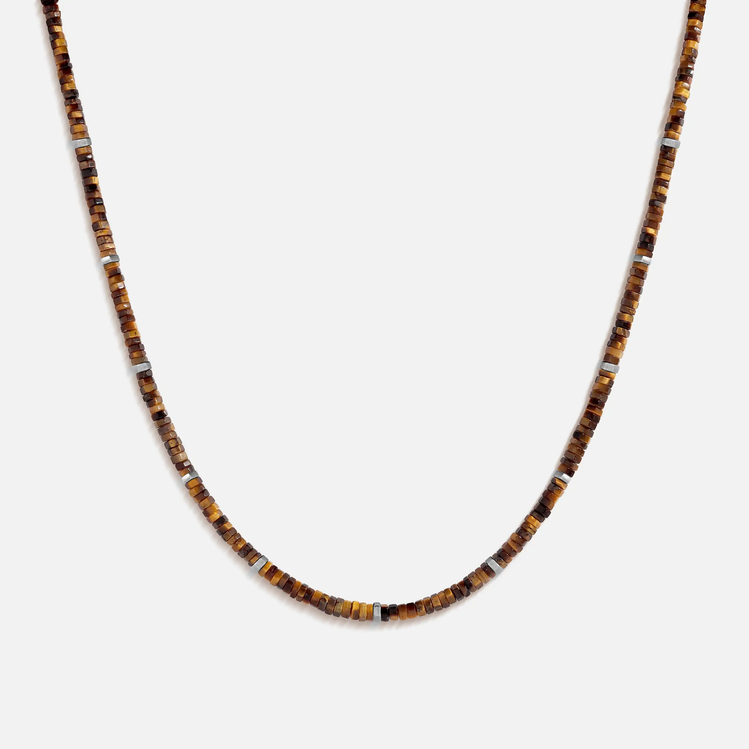 Bold Heart Tiger's Eye Heishi Choker Necklace