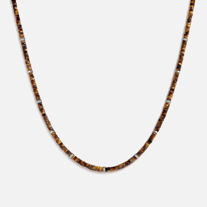 Bold Heart Tiger's Eye Heishi Choker Necklace