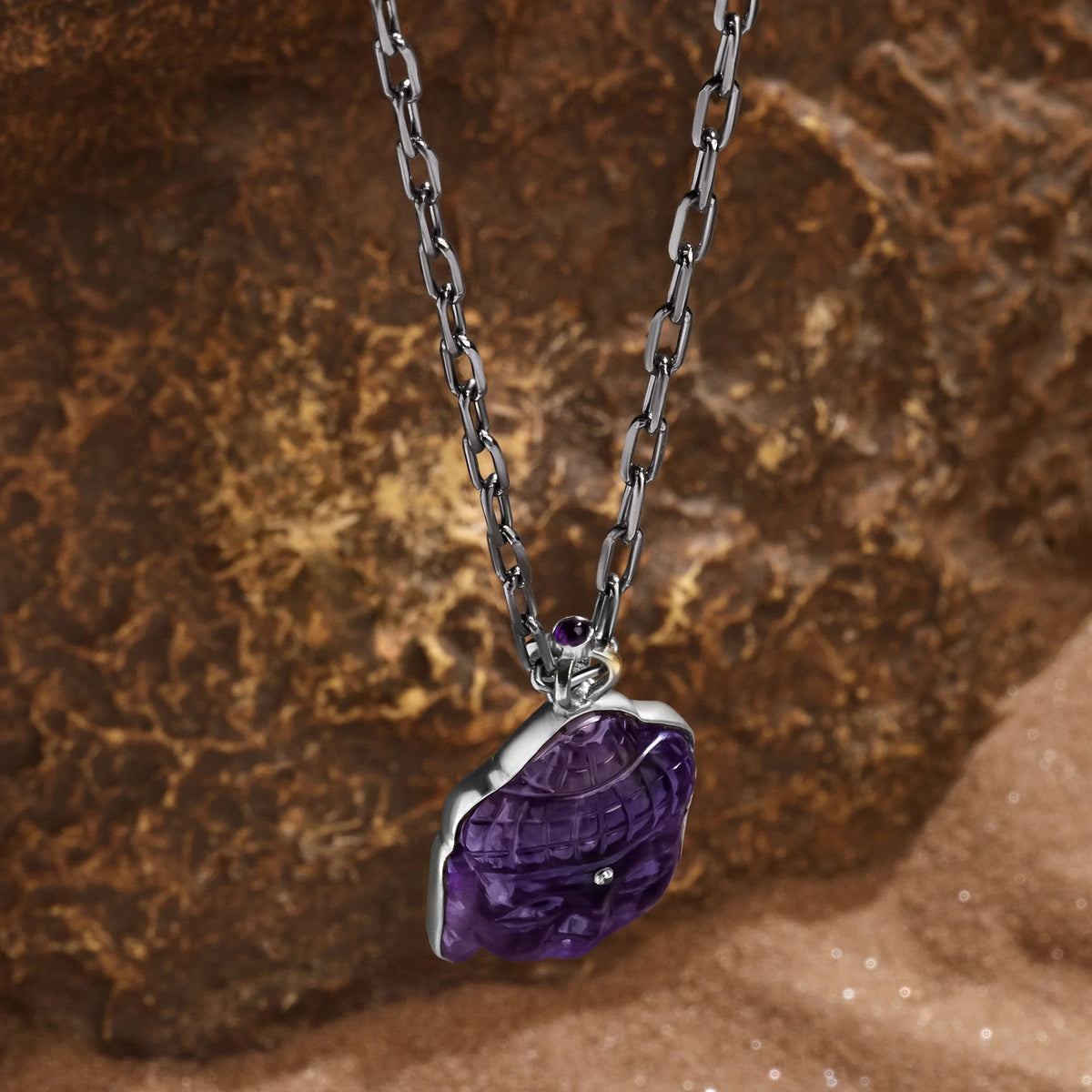 Enlightened Path - Amethyst Buddha Charm Necklace