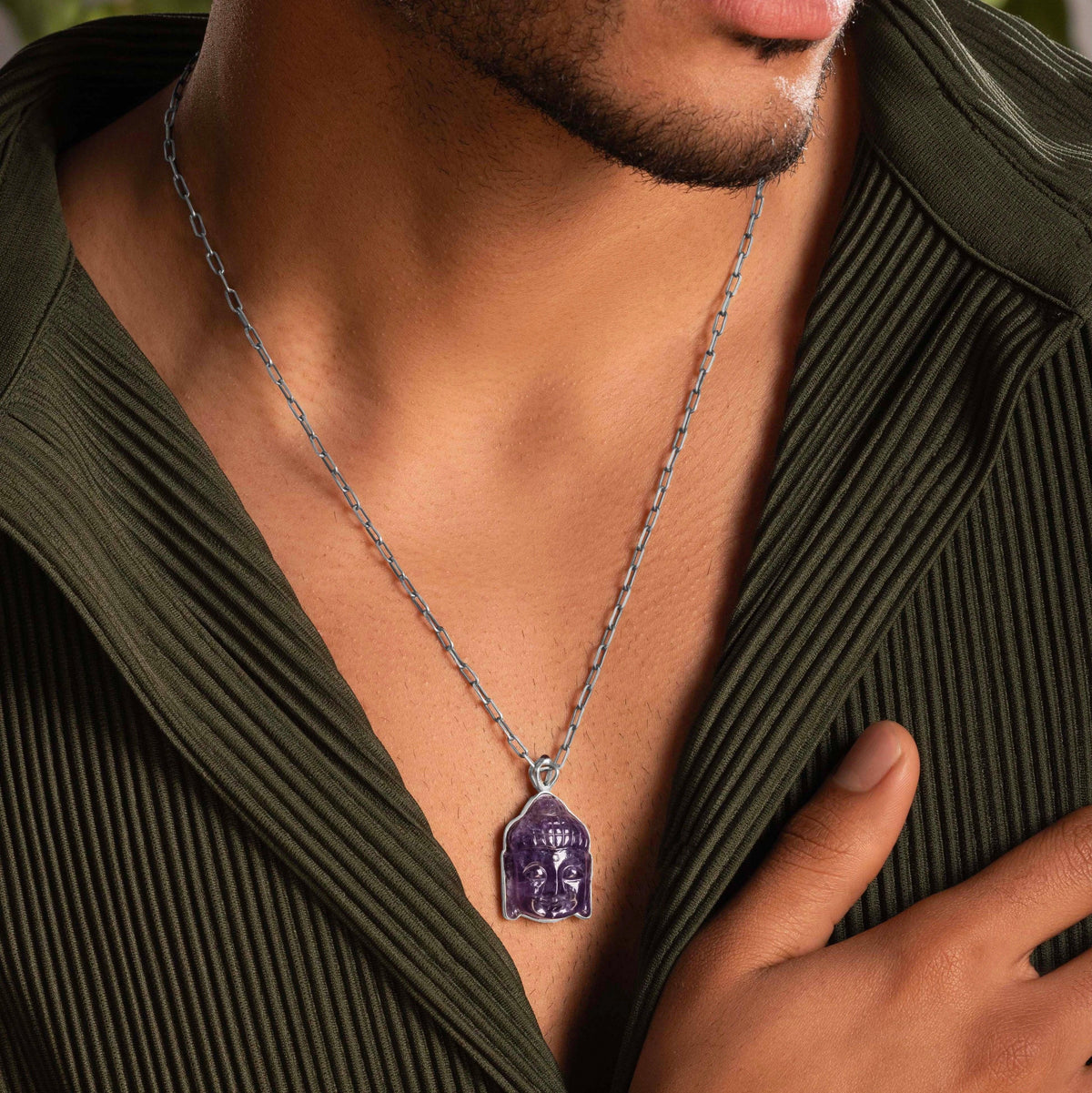 Enlightened Path - Amethyst Buddha Charm Necklace
