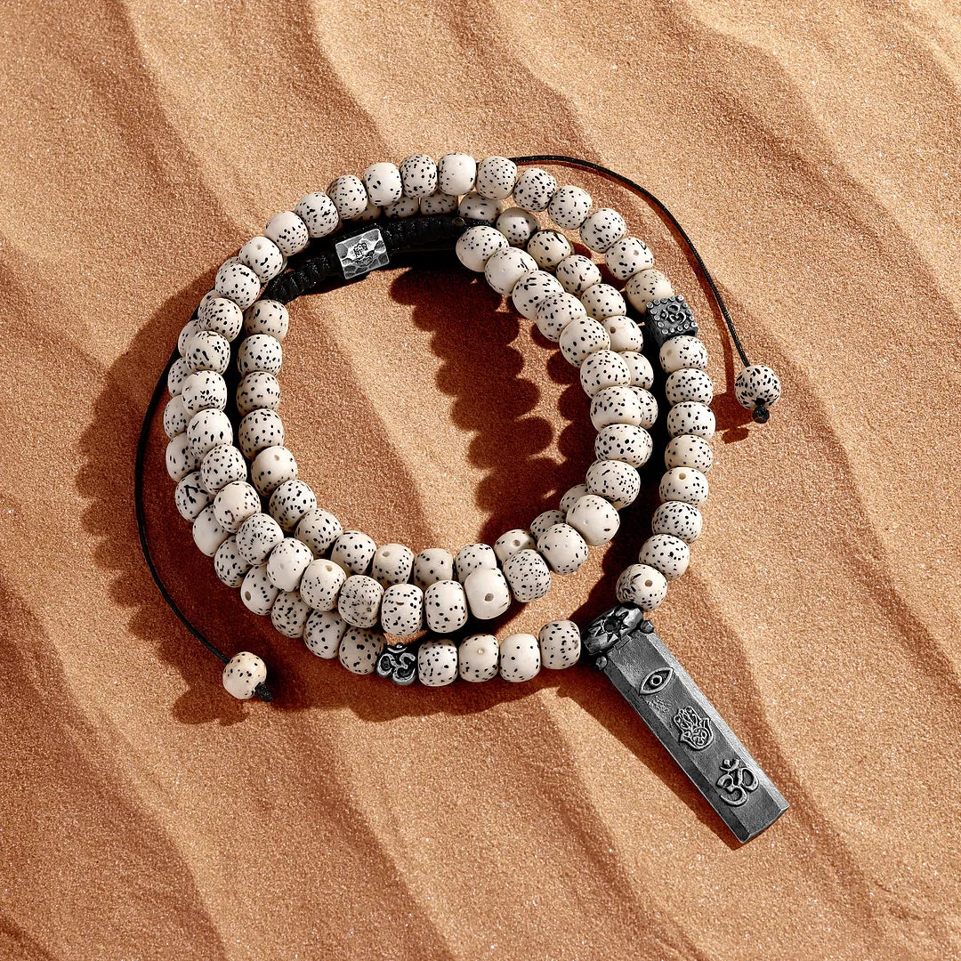 Counting Abundance Multi Symbol Bodhi Bead Necklace