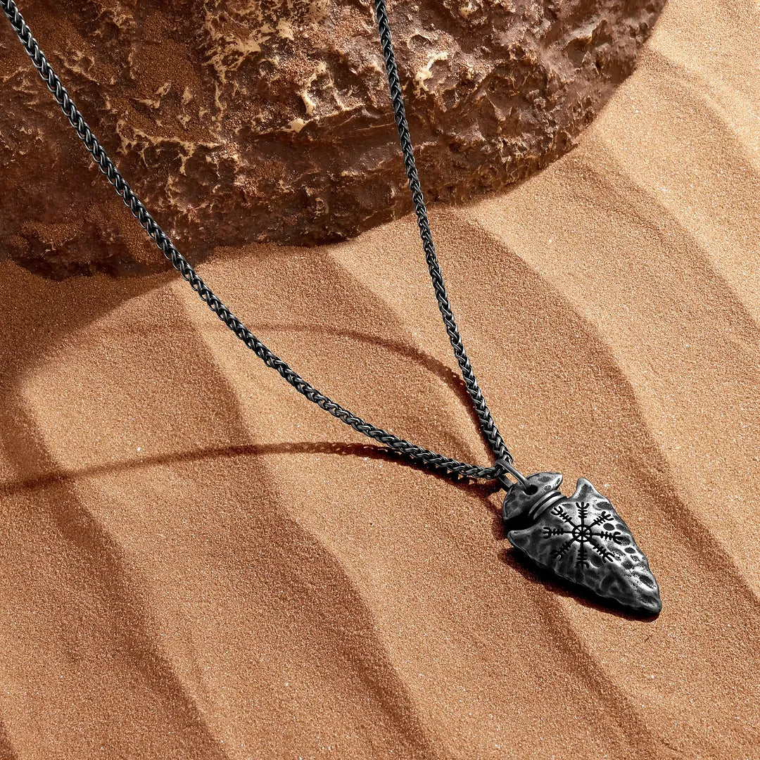 Vintage Oxidized Stainless Steel Dagger Necklace