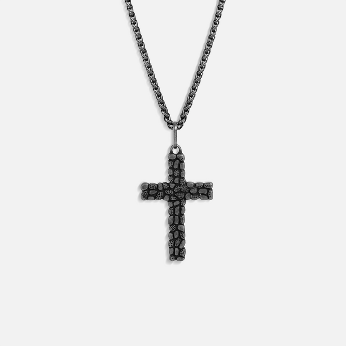 Vintage Oxidized Stainless Steel Cross Necklace