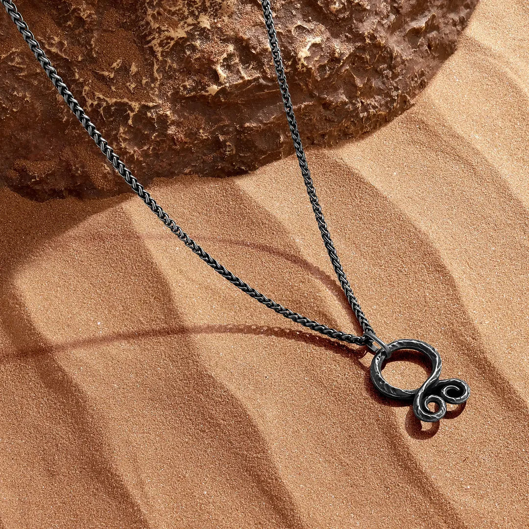 Vintage Oxidized Stainless Steel Viking Troll Cross Necklace