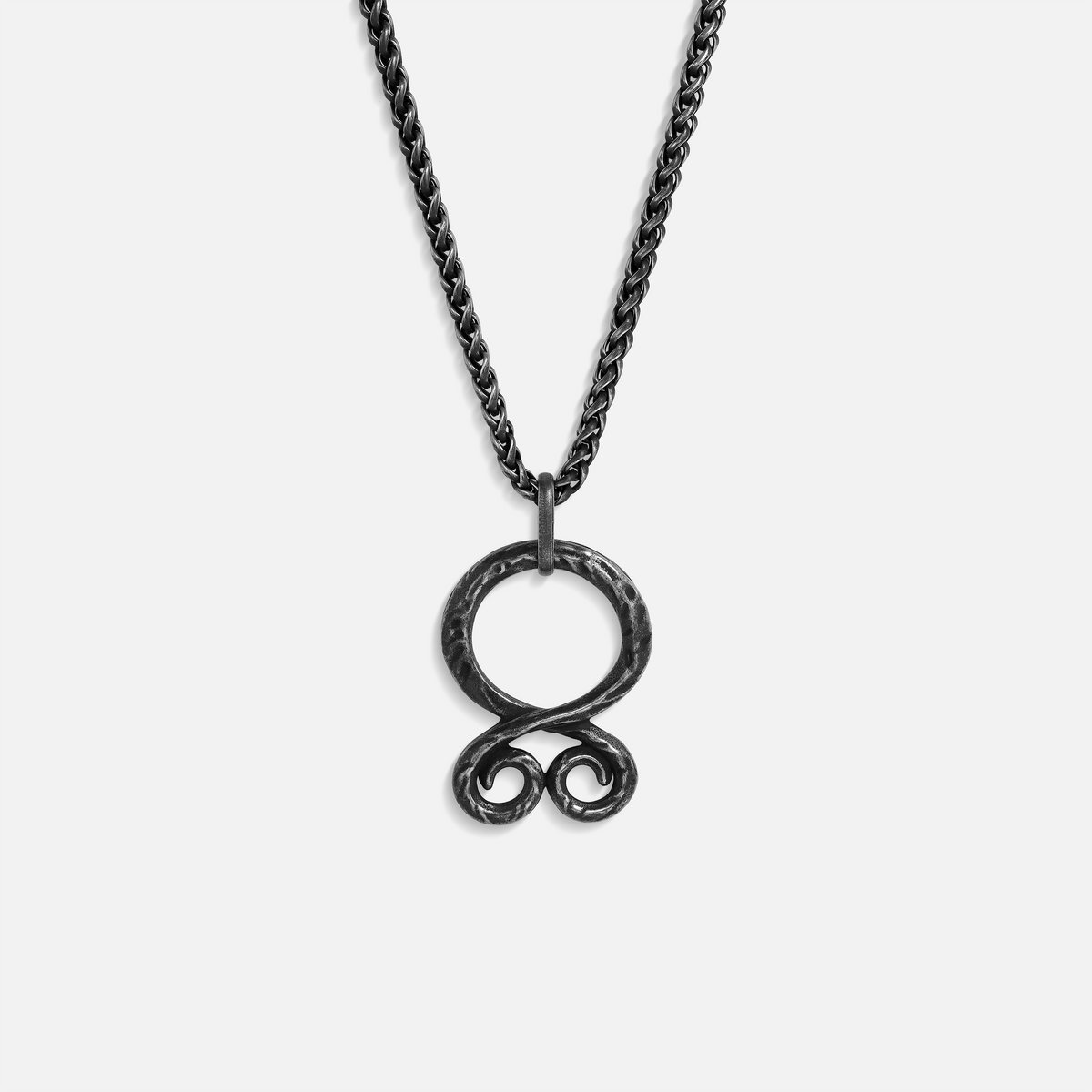 Vintage Oxidized Stainless Steel Viking Troll Cross Necklace
