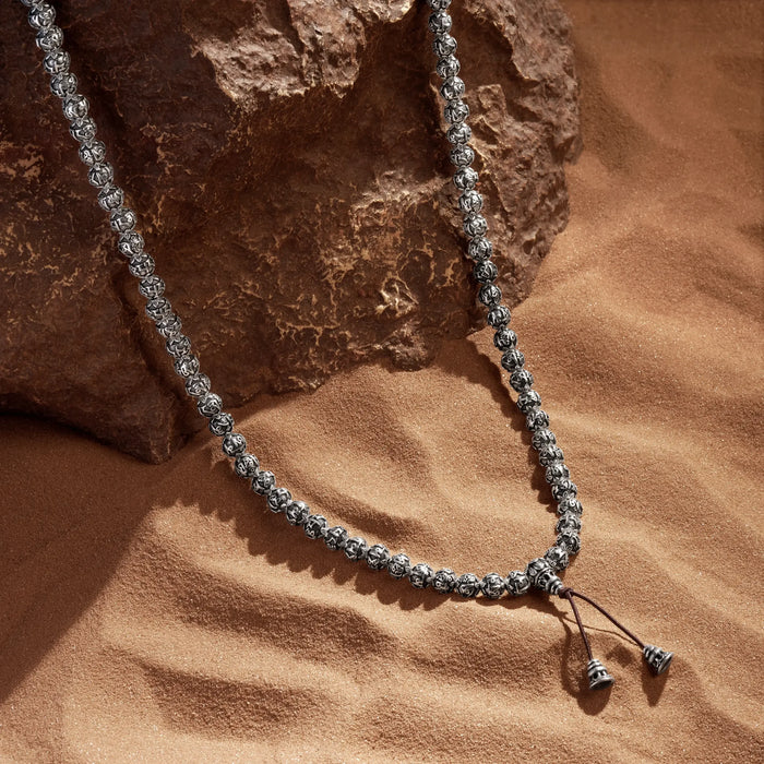 Purified Spirit Ancient Sterling Silver Nepal Prayer Bead Necklace Mala