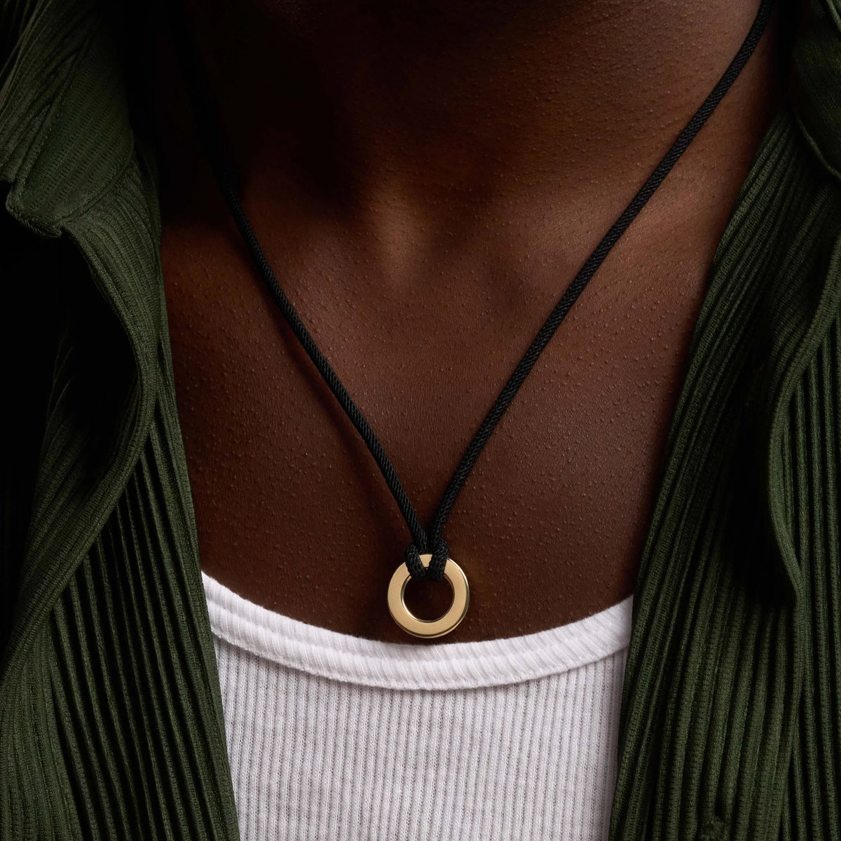 Inspired Revival Karma Circle Black String Necklace