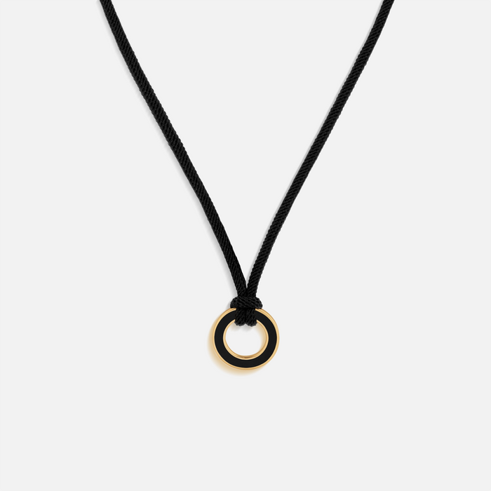 Soulful Exploration Onyx Karma Circle Black String Necklace