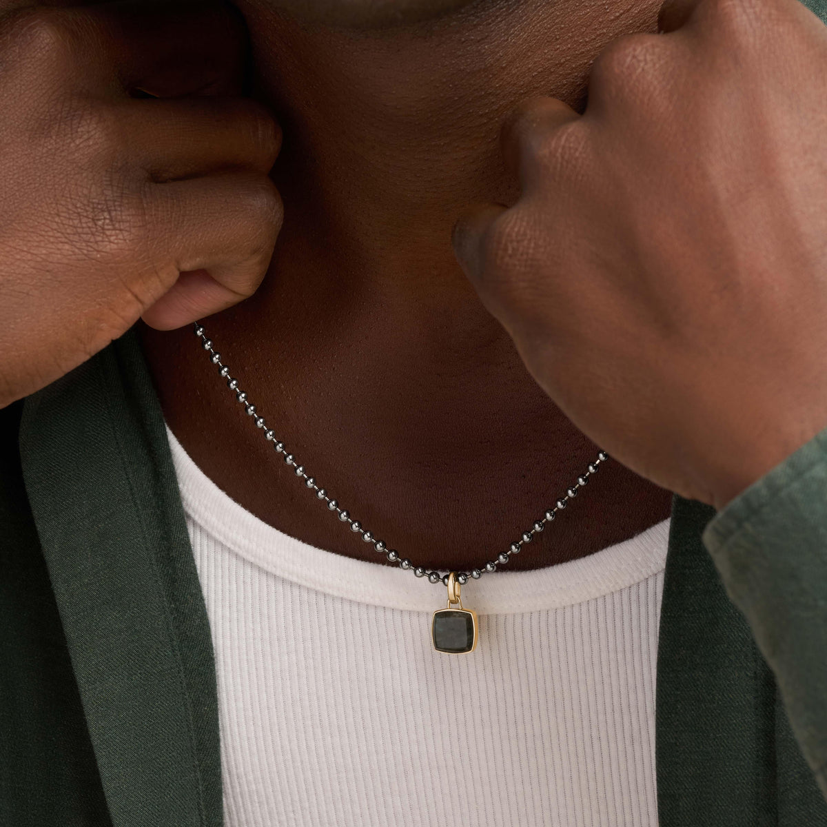 Lunar Force Gunmetal Labradorite Charm Necklace