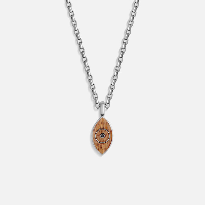 Nobel Intentions Wood Evil Eye Charm Silver Necklace