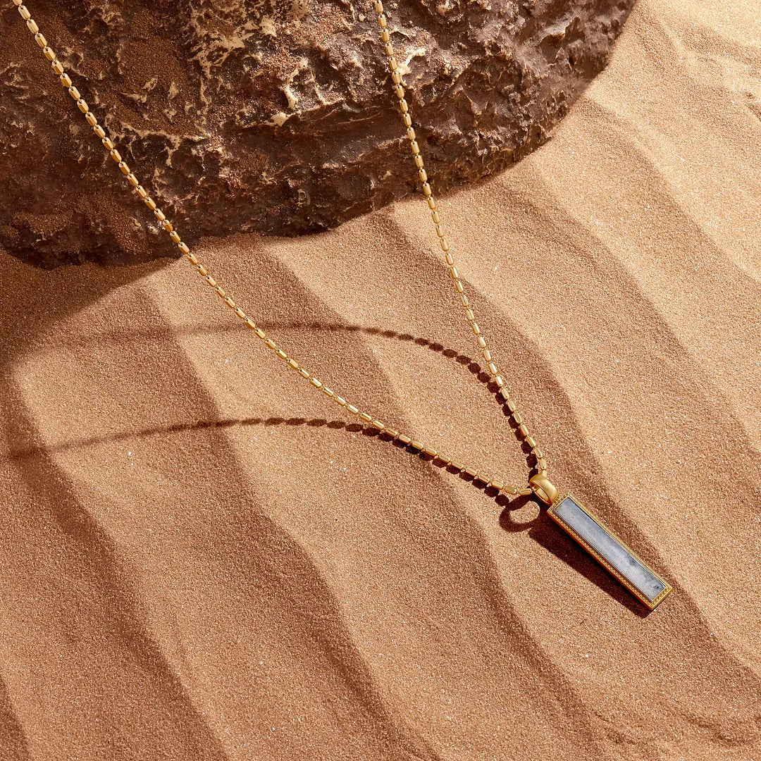 Mystic Terrain Labradorite Bar Pendant Necklace