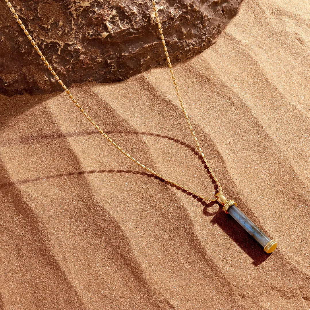 Shadow Horizon Labradorite Bar Necklace