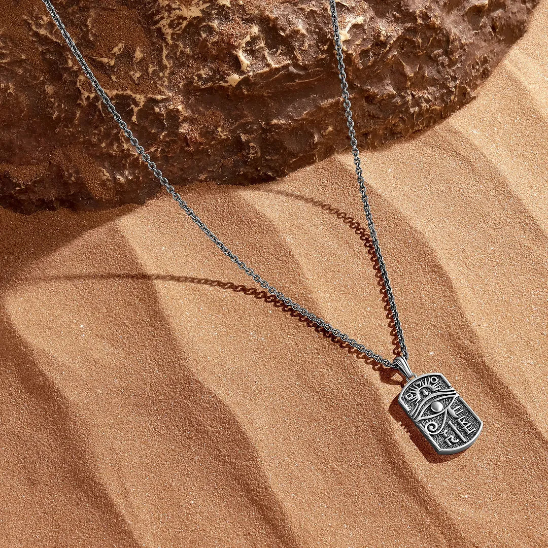 Mystic Turn Spiritual Eye of Horus Silver Necklace