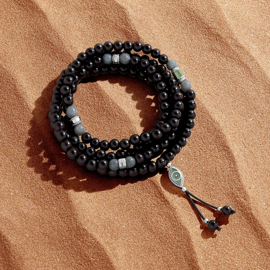 Guardian Spirit Jade & Black Wood Evil Eye Necklace