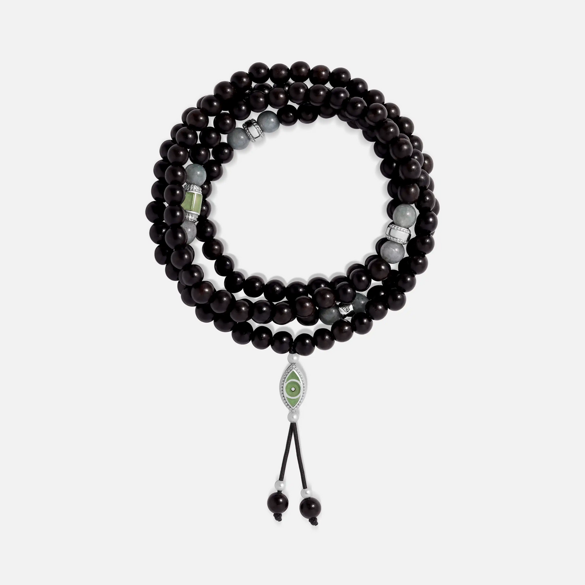 Guardian Spirit Jade & Black Wood Evil Eye Necklace