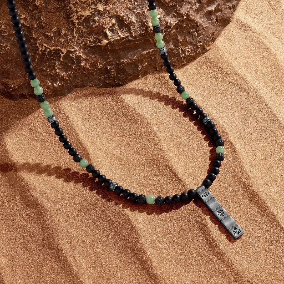 Eternal Valor Onyx, Jade & Lava Necklace