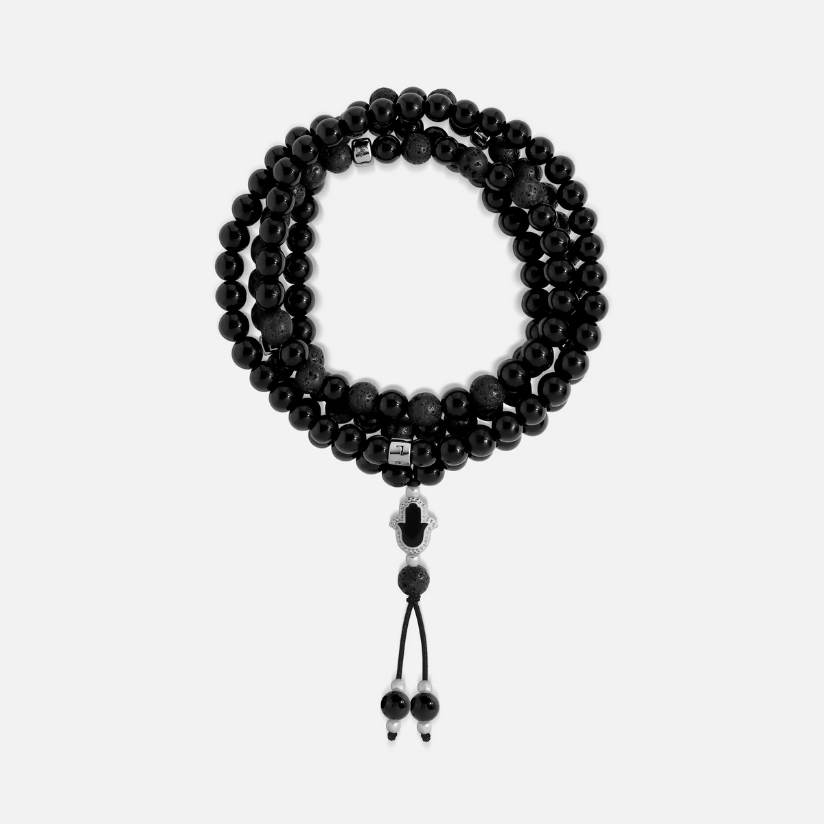 Shielded Path Hamsa Onyx & Lava Necklace