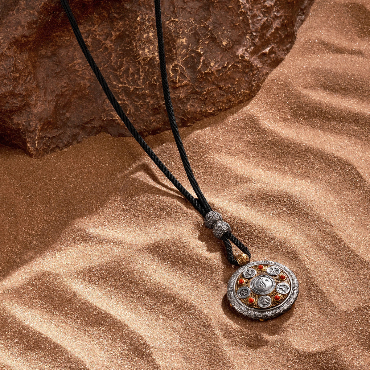 Sterling Ying Yang Pendant on rope cord