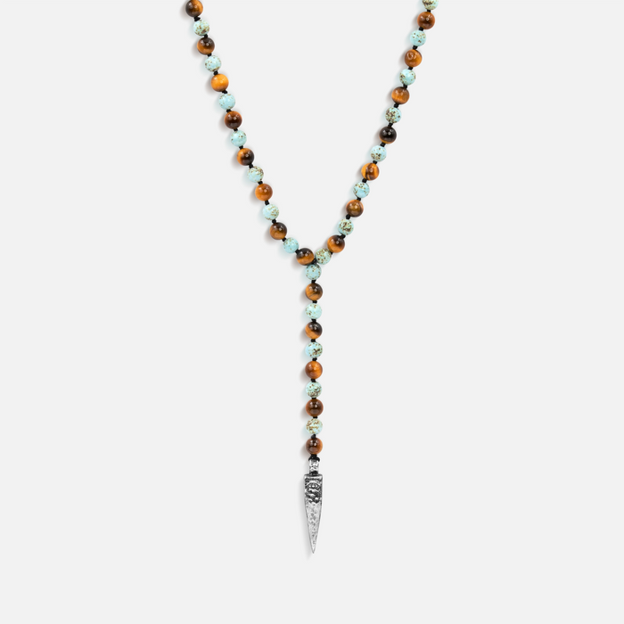 Sublime Tranquility 4 Symbol Tiger's Eye Turquoise Necklace