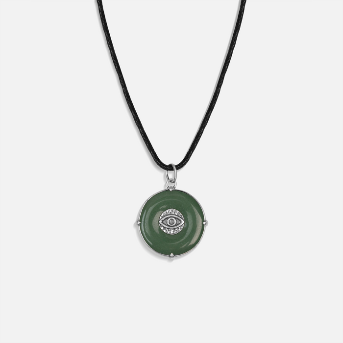 Abundant Energy Jade Evil Eye Black String Necklace