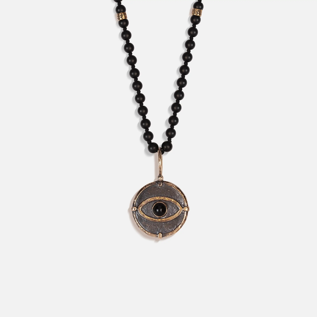 Deep Consciousness Matte Onyx Evil Eye Pendant Necklace