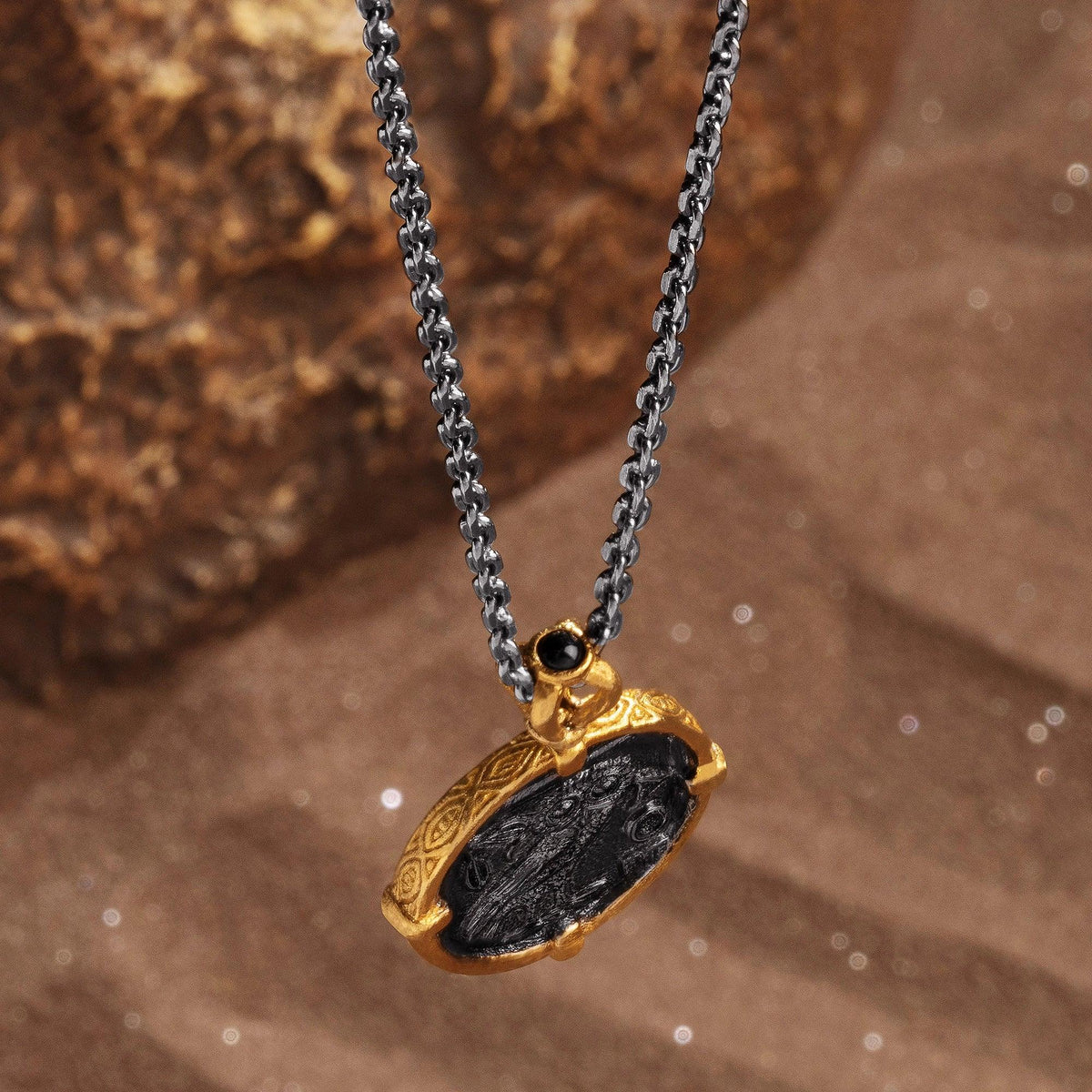 Wise Prosperity - Onyx Owl Coin Necklace