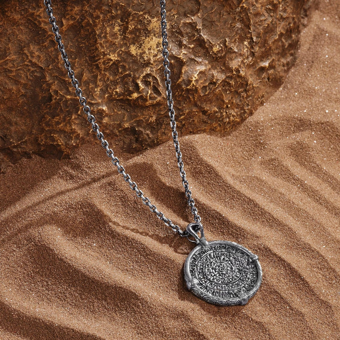 Mayan Wisdom - Onyx Coin Pendant Necklace