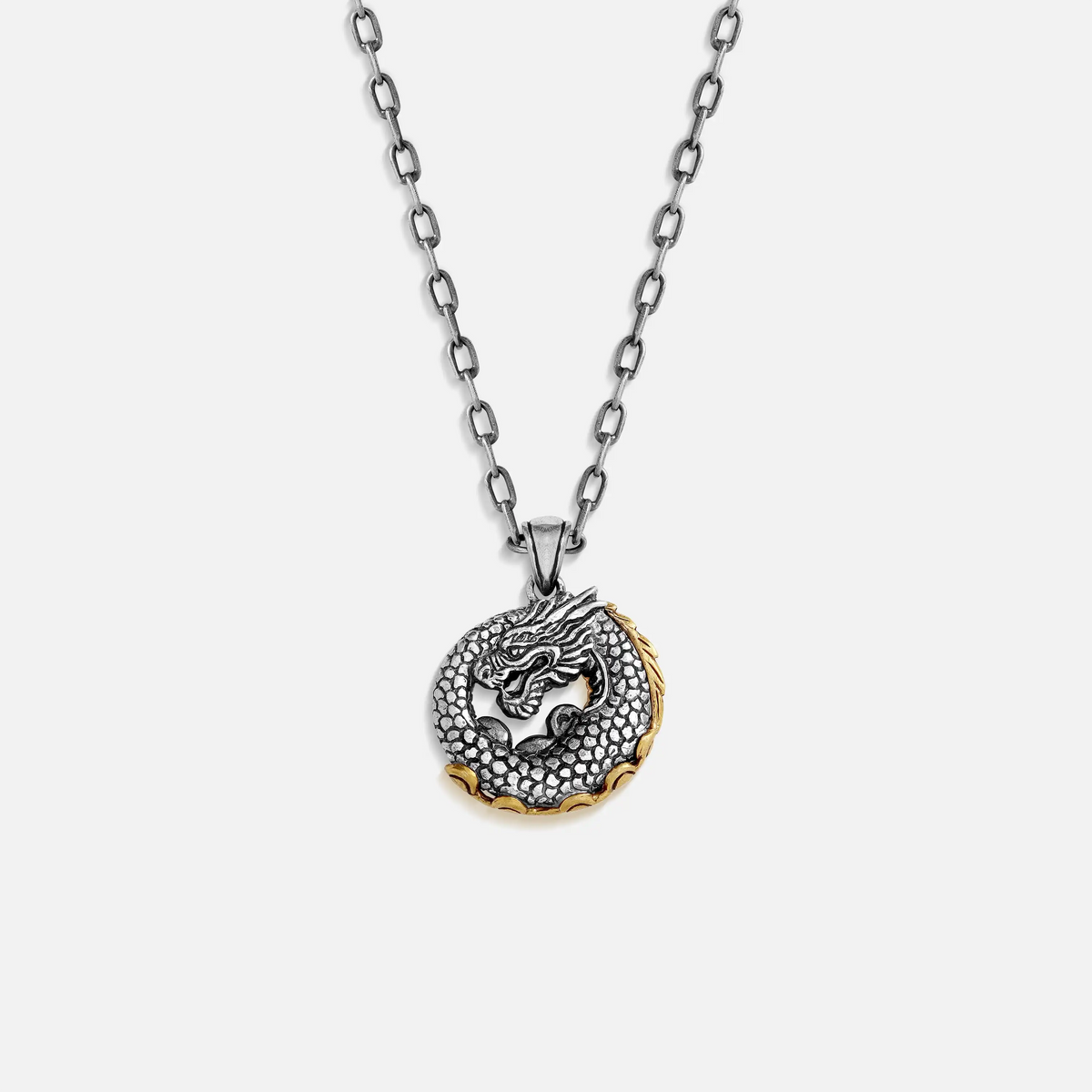 Dragon’s Fortune Sterling Silver Jade Pendant Necklace