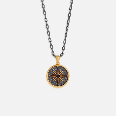 Ethereal Path Onyx Compass Pendant Necklace