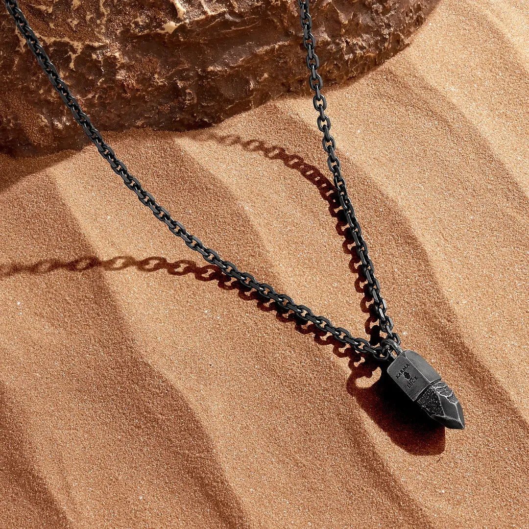 Celestial Core Gunmetal Medal Pendant Necklace