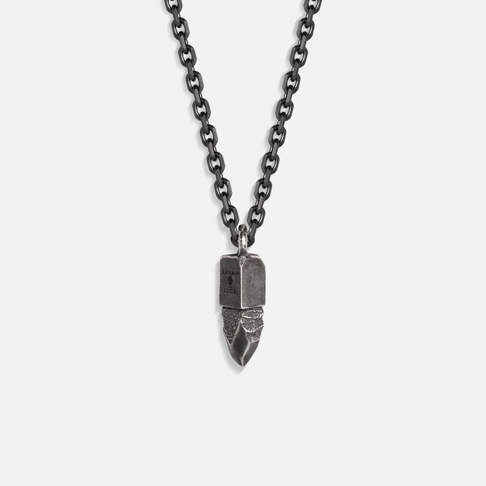 Celestial Core Gunmetal Medal Pendant Necklace