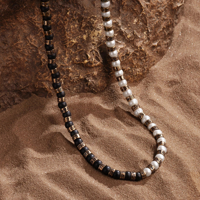 Karmic Renewal Pearl Onyx Mantra Necklace