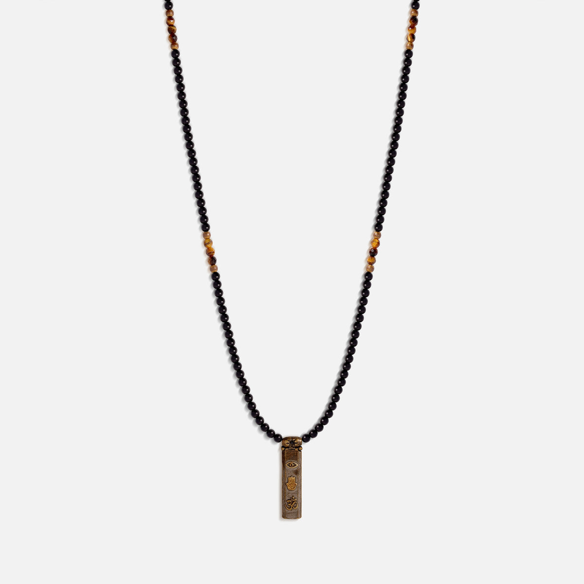 Divine Energy Onyx Tiger's Eye Triple Protection Necklace