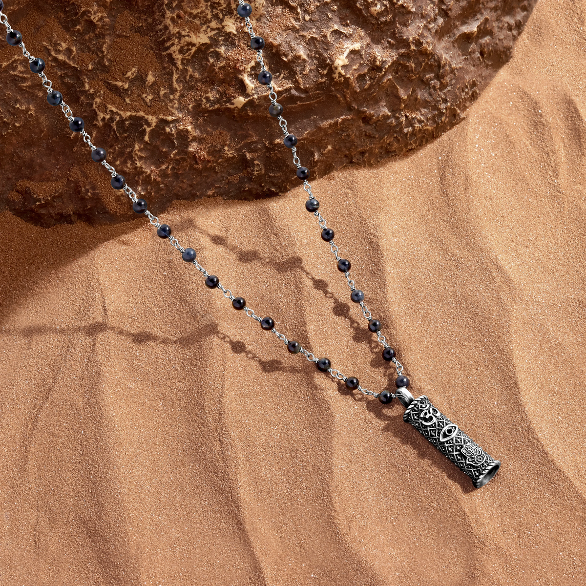 Expanded Intuition Blue Tiger’s Eye Silver Necklace