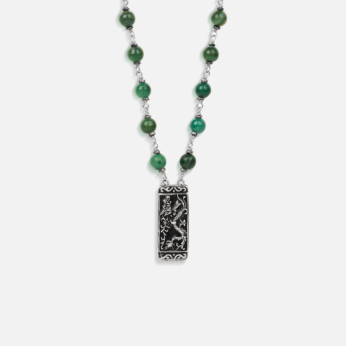 Mystical Power Jade Stone Dragon Charm Necklace