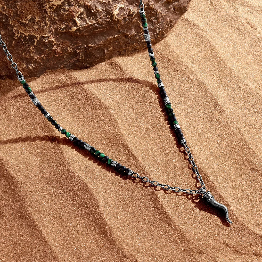 Fortune Bound Cornetto Onyx & Tiger’s Eye Necklace