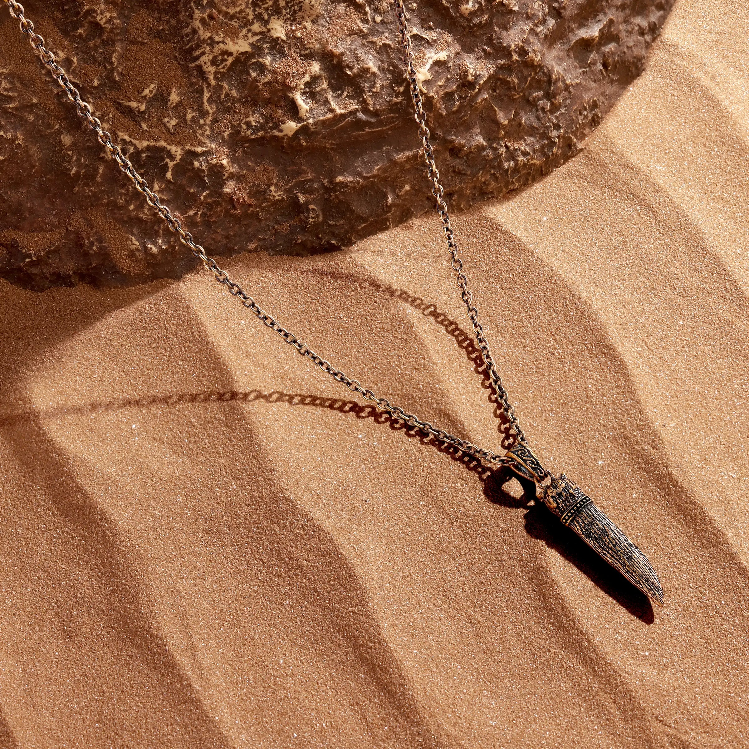 Silent Guardian Owl Dagger Onyx Necklace