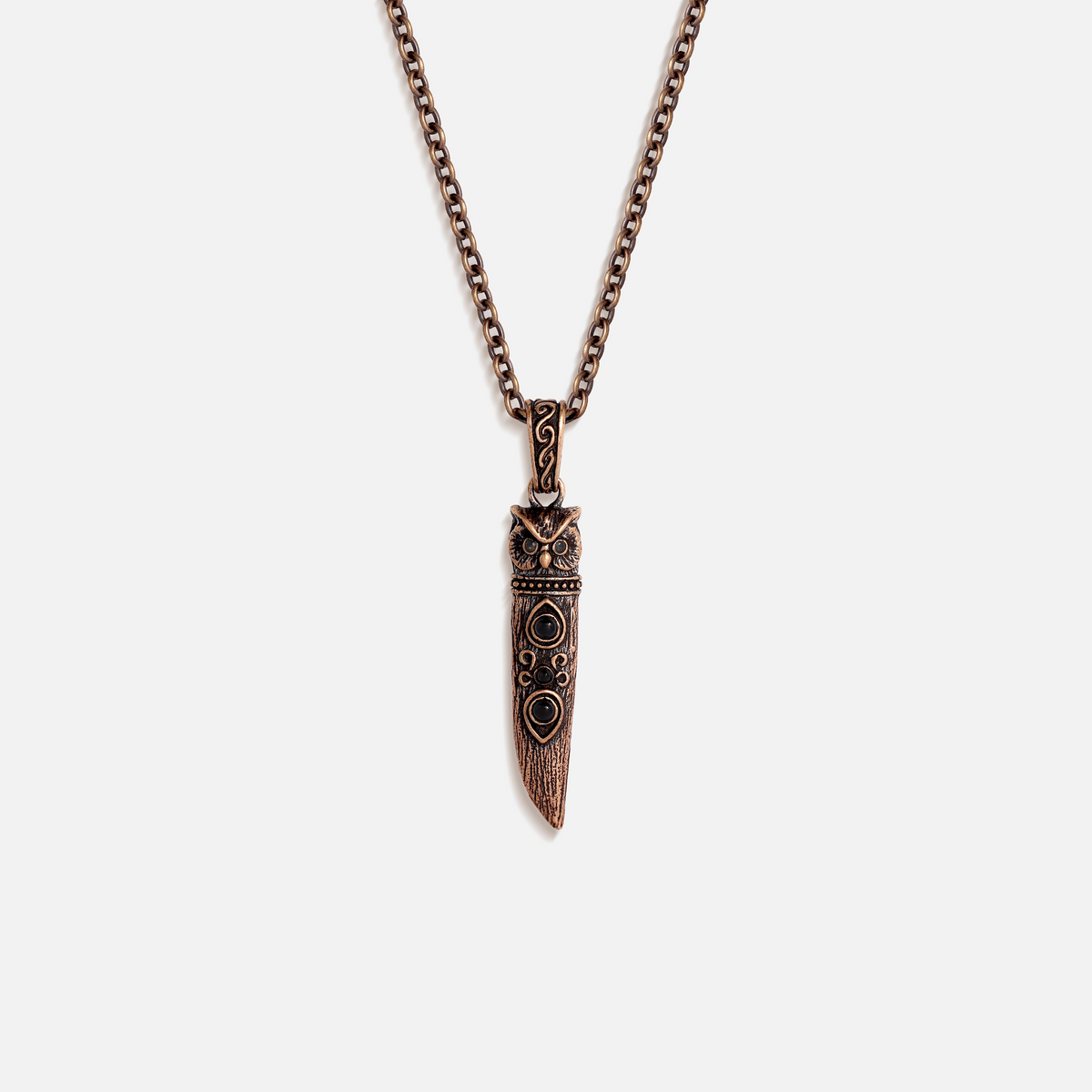 Silent Guardian Owl Dagger Onyx Necklace