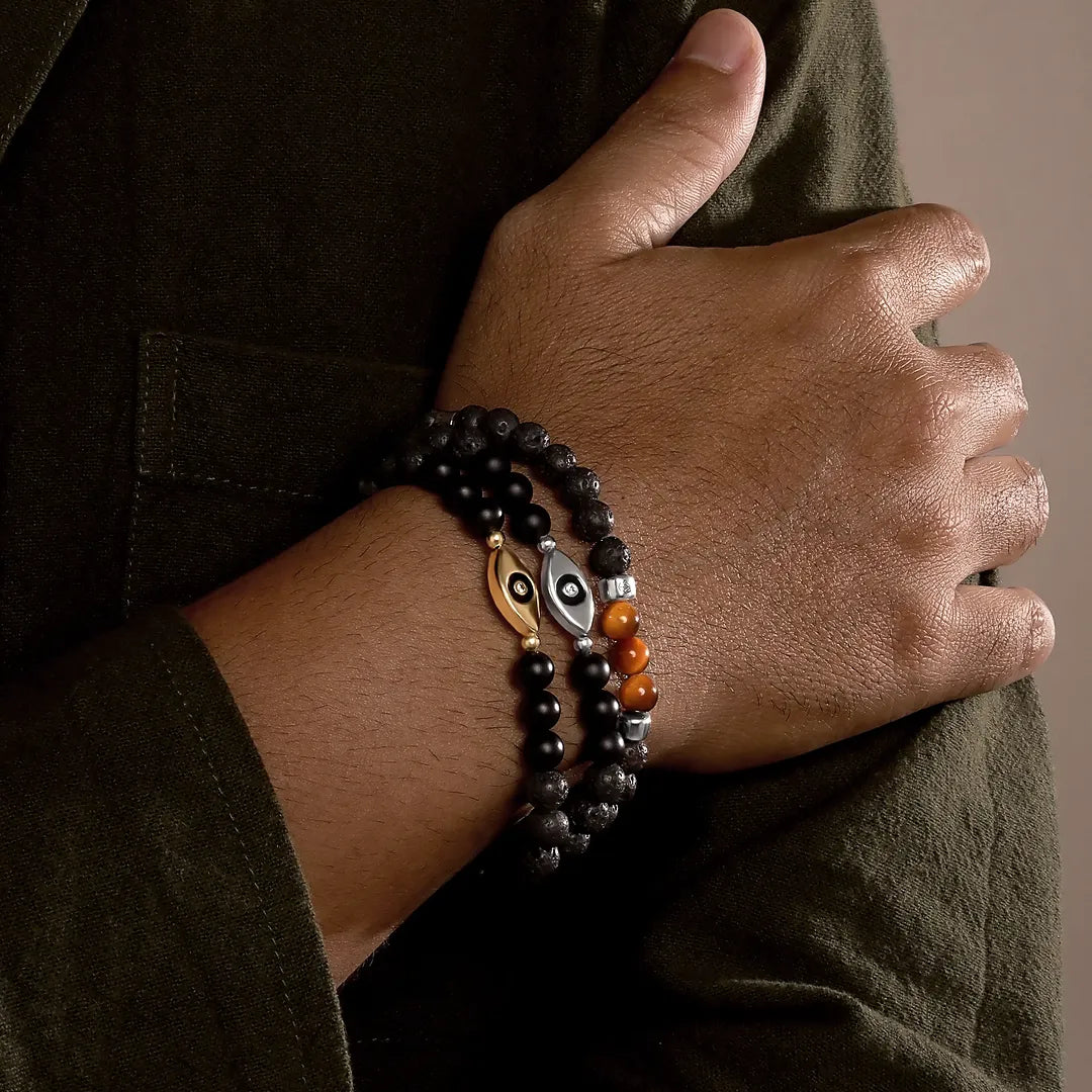 Guardian’s Focus Evil Eye Onyx & Lava Bracelet