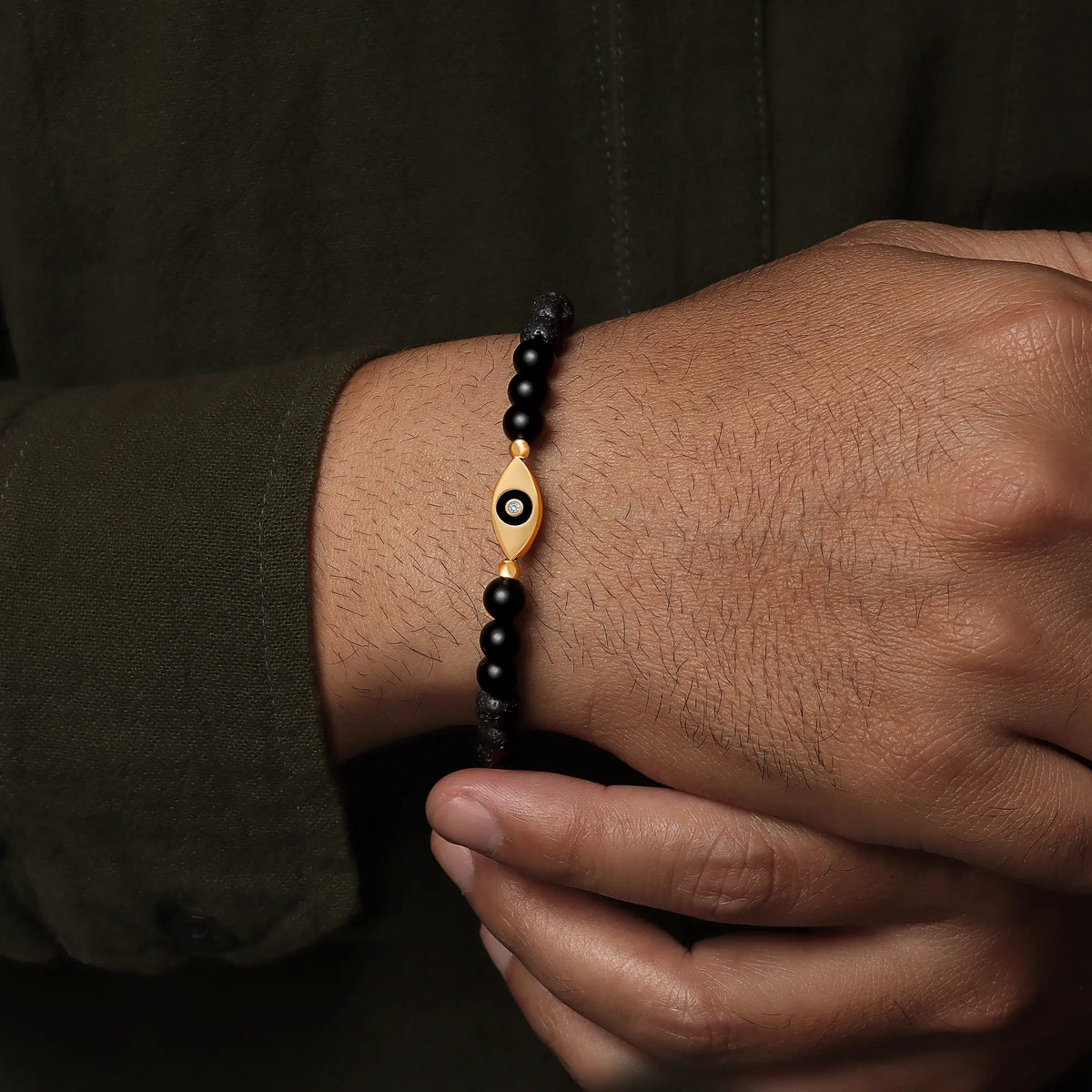 Guardian’s Focus Evil Eye Onyx & Lava Bracelet