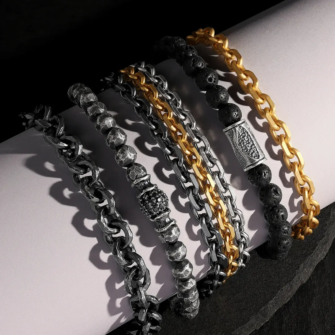 Shadow Pulse Forged Macramé Bracelet