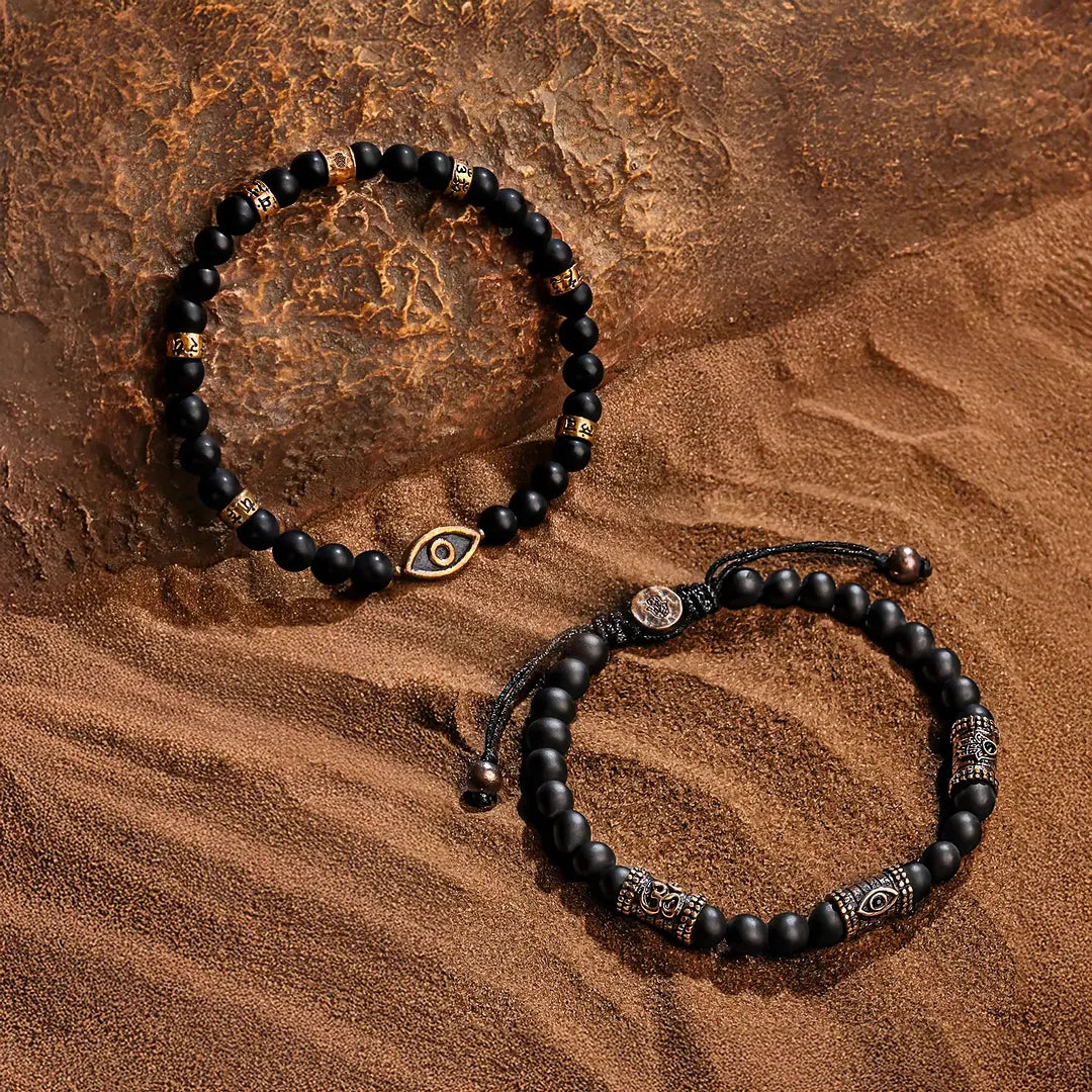 Sacred Barrier Tiger’s Eye & Onyx Bracelet Set