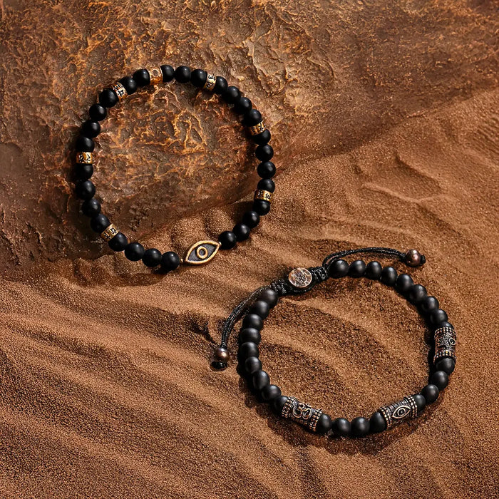 Sacred Barrier Tiger’s Eye & Onyx Bracelet Set