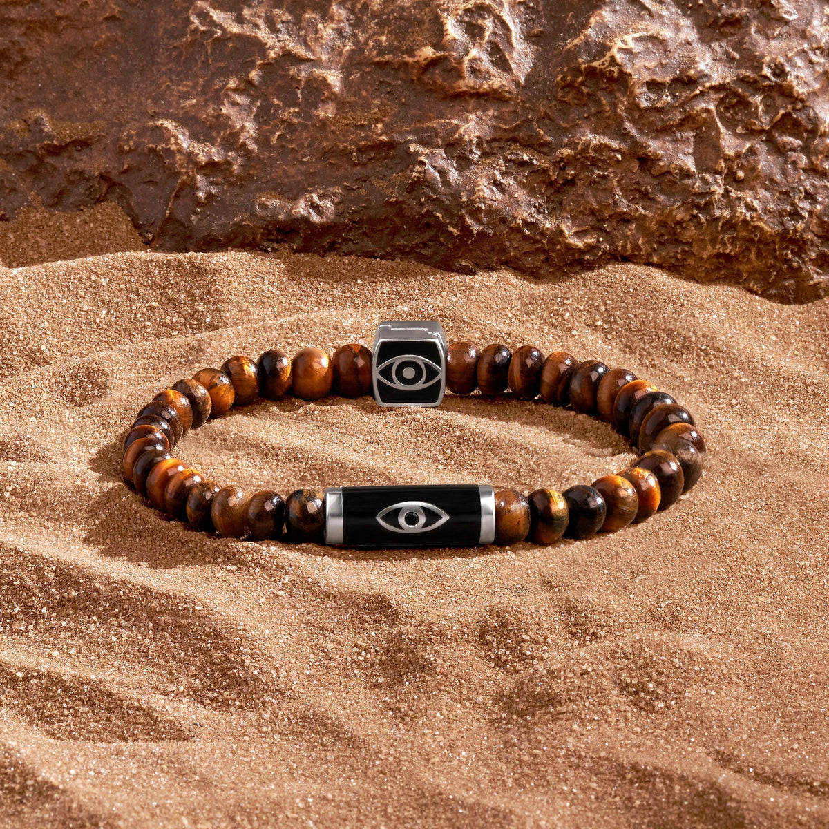 Hopeful Enterprise Tiger’s Eye & Black Onyx Evil Eye Bracelet